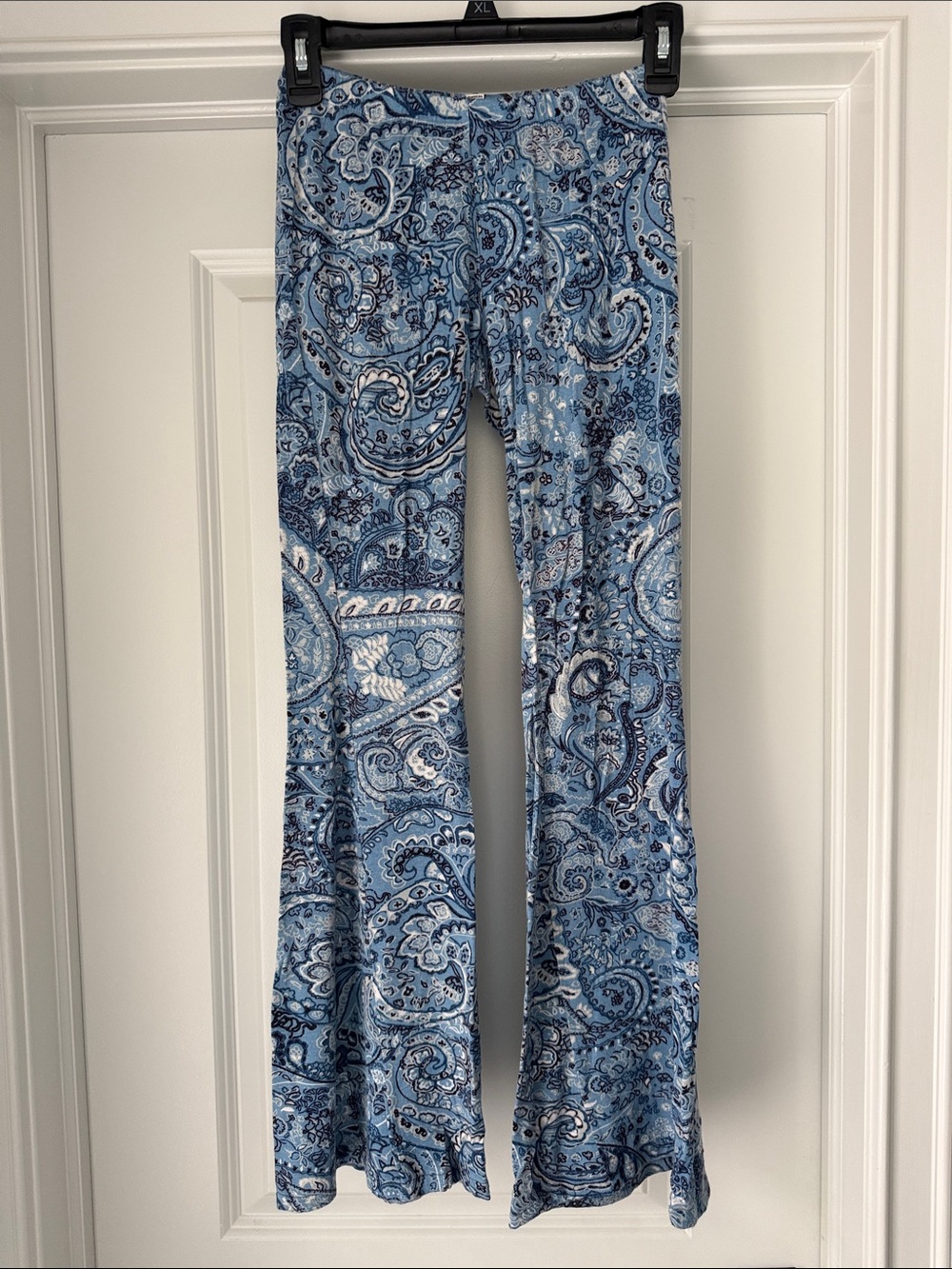 Billabong Light and Navy Blue Paisley Lightweight Flare Pants